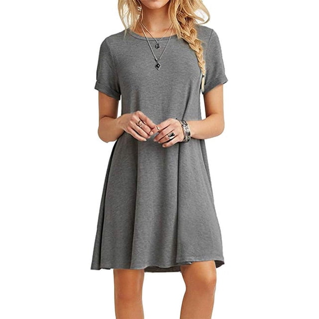 Vestido tipo camiseta holgado, sencillo, informal, para mujer