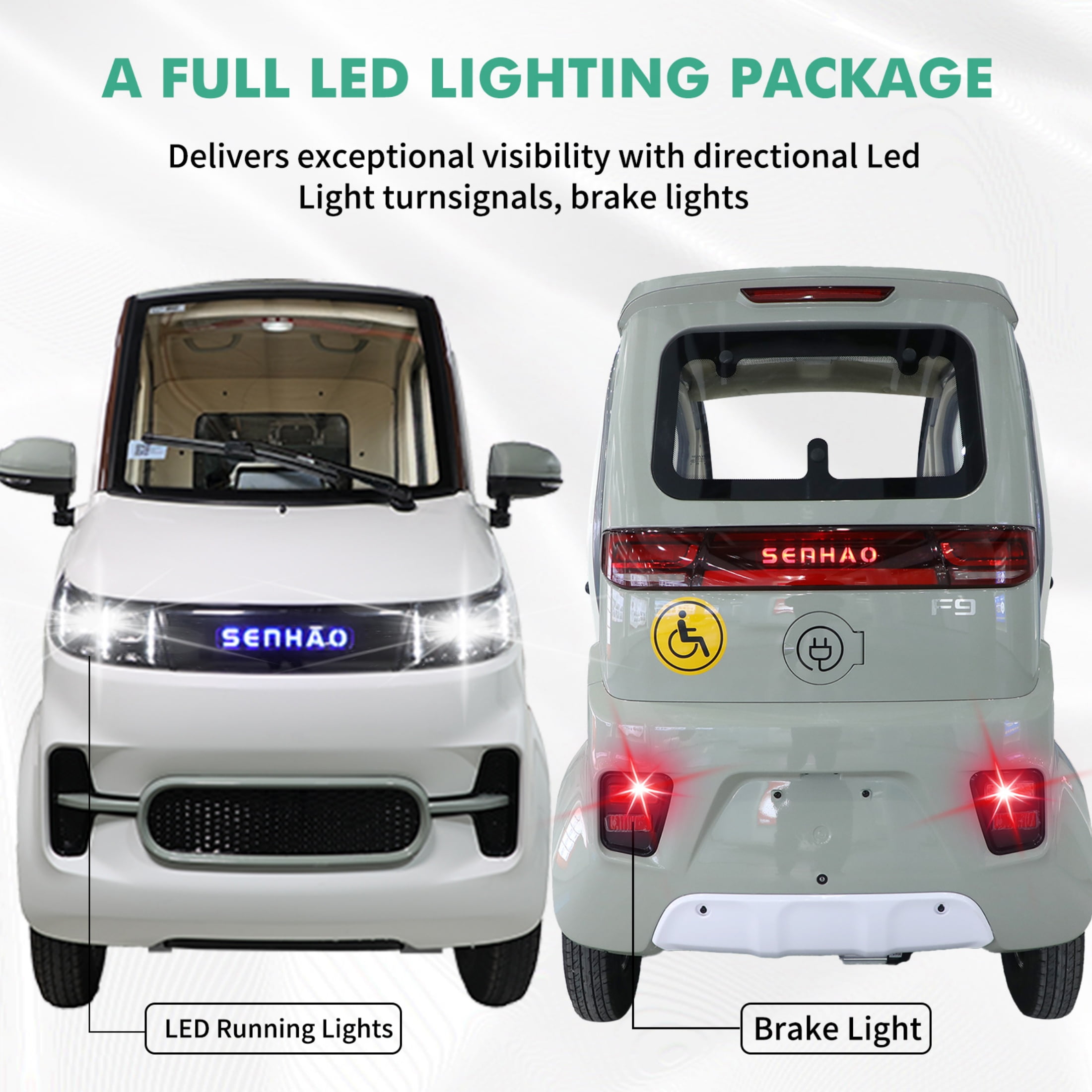 QEEKA Enclosed Mobility Scooter for Seniors,Outdoor 4 Wheel 3 Passenger Adults Elderly Powered Mobility Scooters Golf Cart 1500W,Handicap Scooters for Adults Backup Camera,Heat,Community Car,White