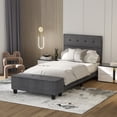 thumbnail image 1 of Costway Twin Upholstered Bed Frame with Ottoman Storage Linen Button Tufted Headboard, 1 of 10