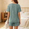 thumbnail image 4 of Naittoop Modal Soft Shorts Pajamas Sets for Women Cute Heart Print Summer Short Sleeve Sleepwear 2 Piece Lounge Sets, 4 of 5