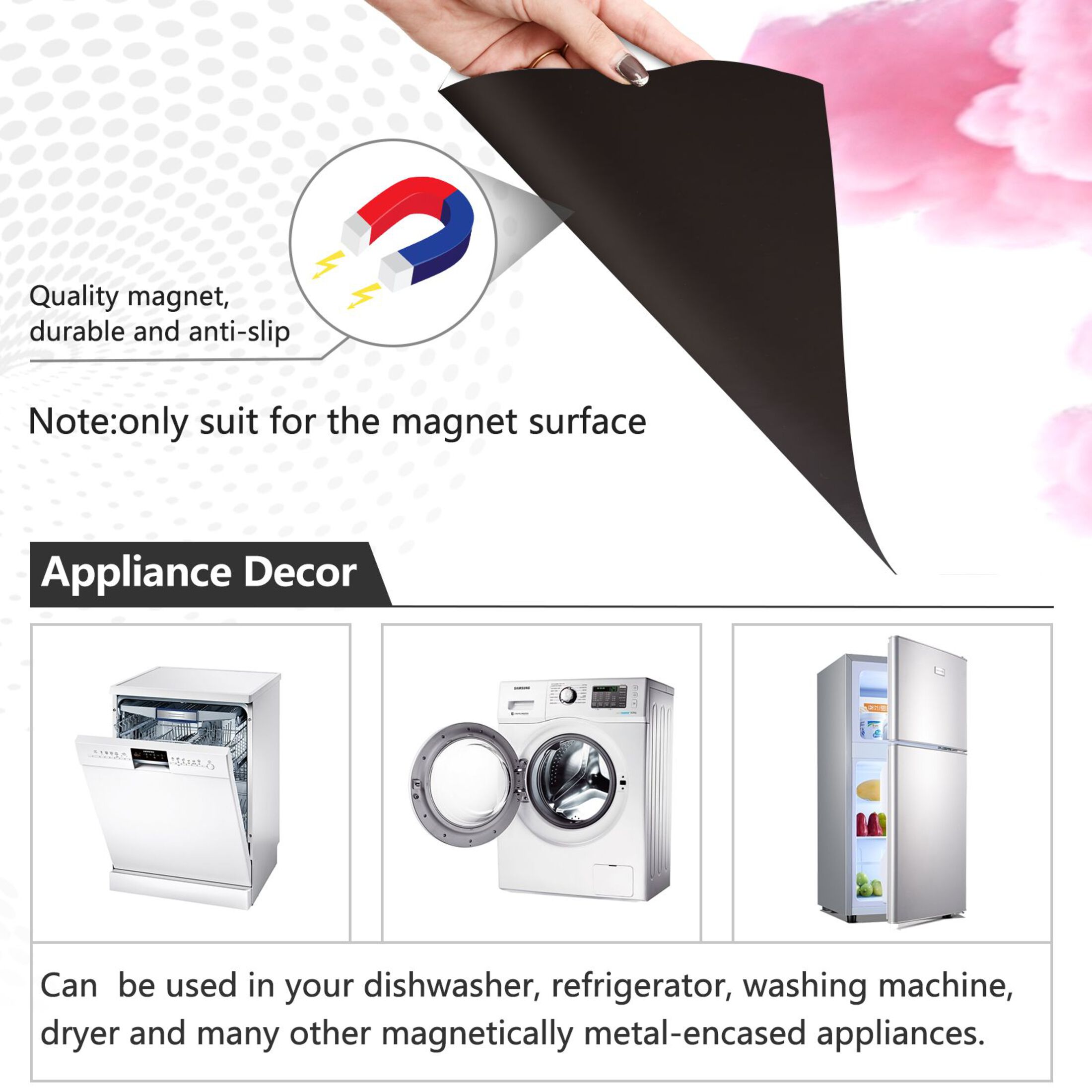 IAUYY Magnetic decorative sticker - 23x26 Inch PVC Refrigerator Decorative Cover, Removable DIY Art for Kitchen Appliances Clouds