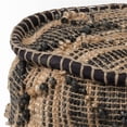 thumbnail image 3 of Mercana Riley Tan Jute Popcorn Stich Cylindrical Wool Pouf, 3 of 9
