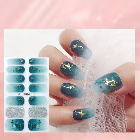 3D Embossed False Nail Stickers Full Cover Tips with European Gilding Design for Easy Application