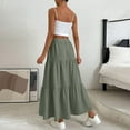 thumbnail image 7 of adviicd Women's Summer Boho Flowy Swing Tiered A-Line Maxi Skirt 2025 Fashion Trendy Elastic Waist Pleated Long Beach Skirts Green, M, 7 of 7