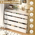 thumbnail image 6 of 9 Drawer Dresser, White Chest of Deep Drawers, Modern Dressers with Storage, Large Drawer Organizer for Bedroom, Living Room, Handless Design, White, 6 of 15