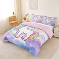 thumbnail image 3 of Metsweet Dreamy Unicorn Duvet Cover Queen, Watercolor Starry Sky Animal Queen Bedding,Pink Reversible,3-Piece,1 Duvet Cover and 2 Pillowcases, 3 of 6
