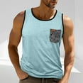 thumbnail image 2 of Wyobmus Mens Workout Tank Tops Summer Sleeveless Round Neck Gym Sport Tees Color Blocked Bodybuilding Muscle Shirt B-Sky Blue, 2 of 6