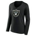 thumbnail image 2 of Women's Black Las Vegas Raiders Primary Team Logo Long Sleeve V-Neck T-Shirt, 2 of 3