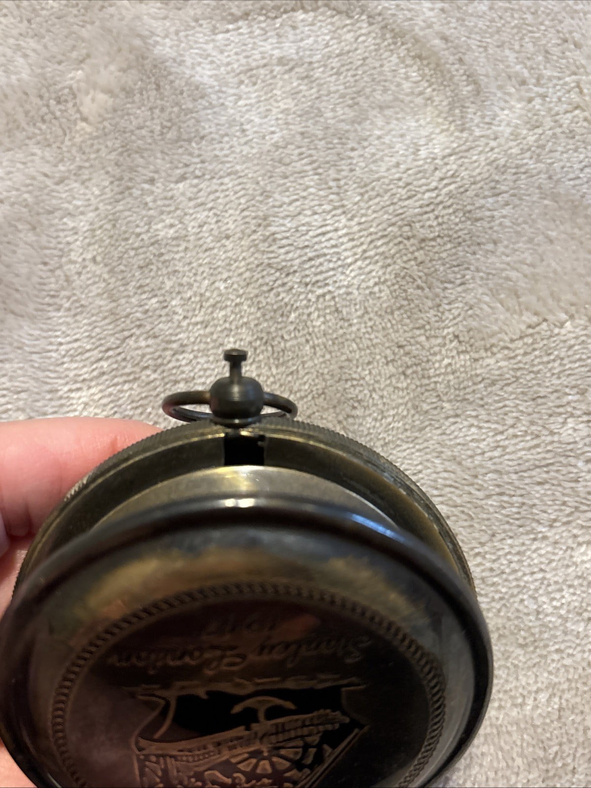 Solid Brass Push Button Pocket Compass Stanley London 1917 Ship, Reproduction