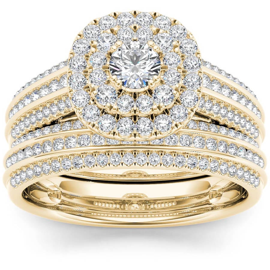 Imperial 1 Carat T.W. Diamond Double Halo 10kt Yellow Gold Engagement Ring Set by Imperial Jewels