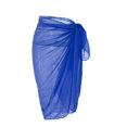 thumbnail image 7 of Women Chiffon Swimwear Pareo Scarf Beach Cover Up Wrap Kaftan Sarong Blue One Size, 7 of 7