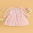 thumbnail image 4 of Kids Girl Mesh Dress Dot Print Long Sleeves Tulle Party A-Line Dress, 4 of 9