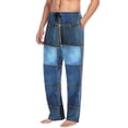 thumbnail image 5 of Dark Blue Square Mosaic Mens Cotton Pajama Pant Sleep and Lounge Bottons with Pockets, 5 of 7