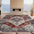 thumbnail image 2 of Design&I 8'x10' Washable Area Rug Boho Throw Vintage Distressed Frame Ru Door Felpudo Entryway for Dining Room, Large Office, Lounge, Snag-Free, 2 of 7