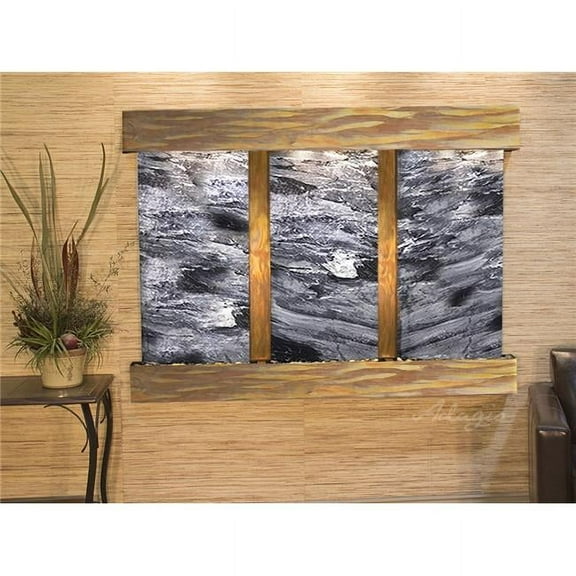 Adagio OFS1007 Olympus Falls-Square-Rustic Copper-Black Spider Marble Wall Fountain