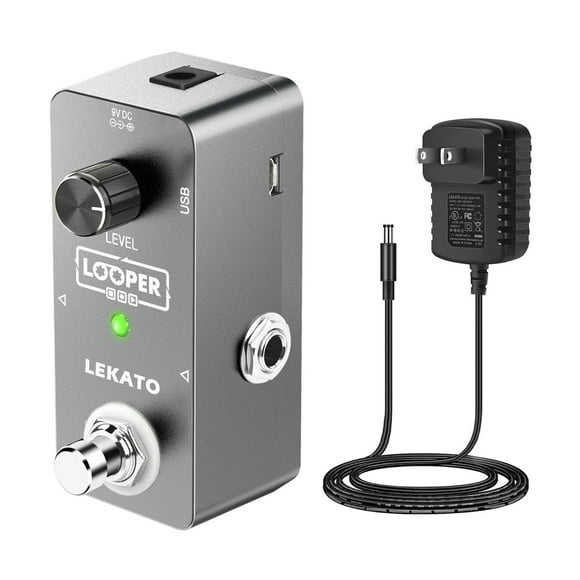 Pedal de Bucle LEKATO para Guitarra con Efecto Ilimitado y Sobredubs de 5 Minutos en Negro