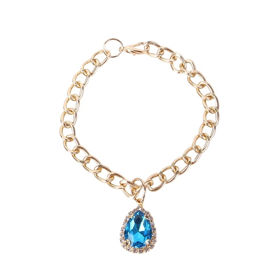 Diamond Pet Collar,Pet Diamond Pendant Necklace Water Drop Collar Accessories Teddy Small And Medium Dog Collar(S,Dark Blue)