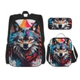 thumbnail image 1 of Disketp Tie-Dye Wolf Head Mochila Estampada de Gran Capacidad con Lonchera y Estuche, Set de 3 Piezas para Estudiantes, 1 of 7