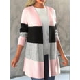 thumbnail image 4 of Women'S Long Sleeve Open Front Casual Cardigan Fashion Color Block Knitted Coat Sweaters Outerwear Pink L, 4 of 8