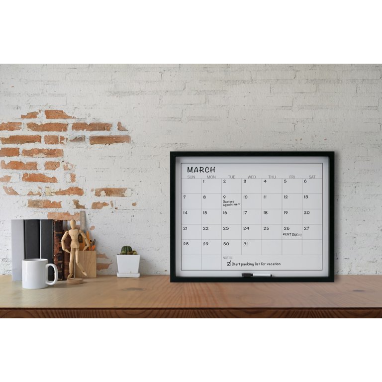 Mikasa White Board Calendar With Dry Erase Pen, 24x19-Inch, White
