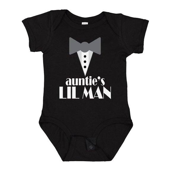 Inktastic Auntie Lil Man Tuxedo Front Boys Baby Bodysuit