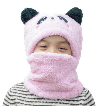 

〖CFXNMZGR〗Kids Hats Caps Children Hat Cartoons Thicken Ear Headgear And Bib In One Girls Boys Cotton Hat