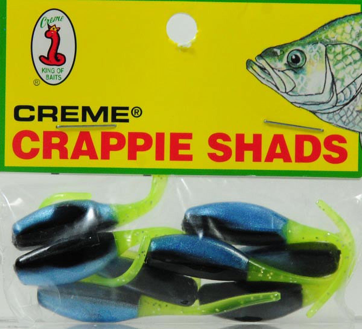 (2 pack) Creme 2" Crappie Shad Lure, Black & Chartreuse, 10 Count