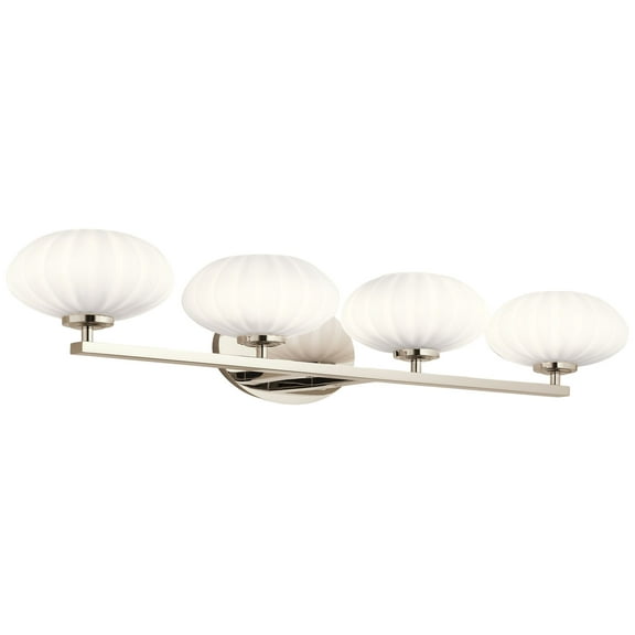 55026PN Kichler Lighting Pim - 4 Light Soft Bath Vanity Approved For Damp Locations - With Soft Contemporary Inspirations - 6 Inches Tall By 34 Inches
