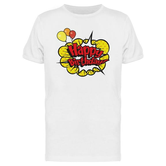 Comic Style Happy Birthday T-Shirt Men -Image by Shutterstock, Male Medium