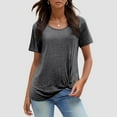 thumbnail image 2 of Round Neck Short Sleeve Casual T Shirt For Women With Knot Detail Solid Color Relaxed Fit Top, 2 of 2