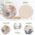 thumbnail image 4 of Yayeee 6 PCS Drink Coasters with Holder Set Woven Absorbent Round Tabletop Hot Pad, White Sea Plants, 4 of 7