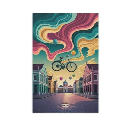 Jakarta Kota Tua Surrealist Poster Dreamlike Old Town Retro Travel Wall Art Print Poster