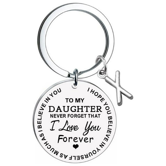 Weloille DIY to My Daughter Stainless Steel Last Name 26 Letter Keychain 2.5cm