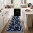 thumbnail image 2 of Garvee 2x6 Runner Rug Modern Floral Print Rugs for Hallway, Machine Washable Rug Soft Non Slip Indoor Rug Carpet, Low Pile Ultra Thin Farmhouse Rugs for Entryway Laundry Room Bedroom, Blue, 2 of 6