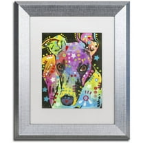 Trademark Fine Art "Curious Greyhound" Canvas Art by Dean Russo, White Matte, Silver Frame