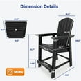 thumbnail image 2 of WINSOON Tall Adirondack Chair Set of 2 with Connecting Tray,Outdoor Bar Stools-Black, 2 of 6