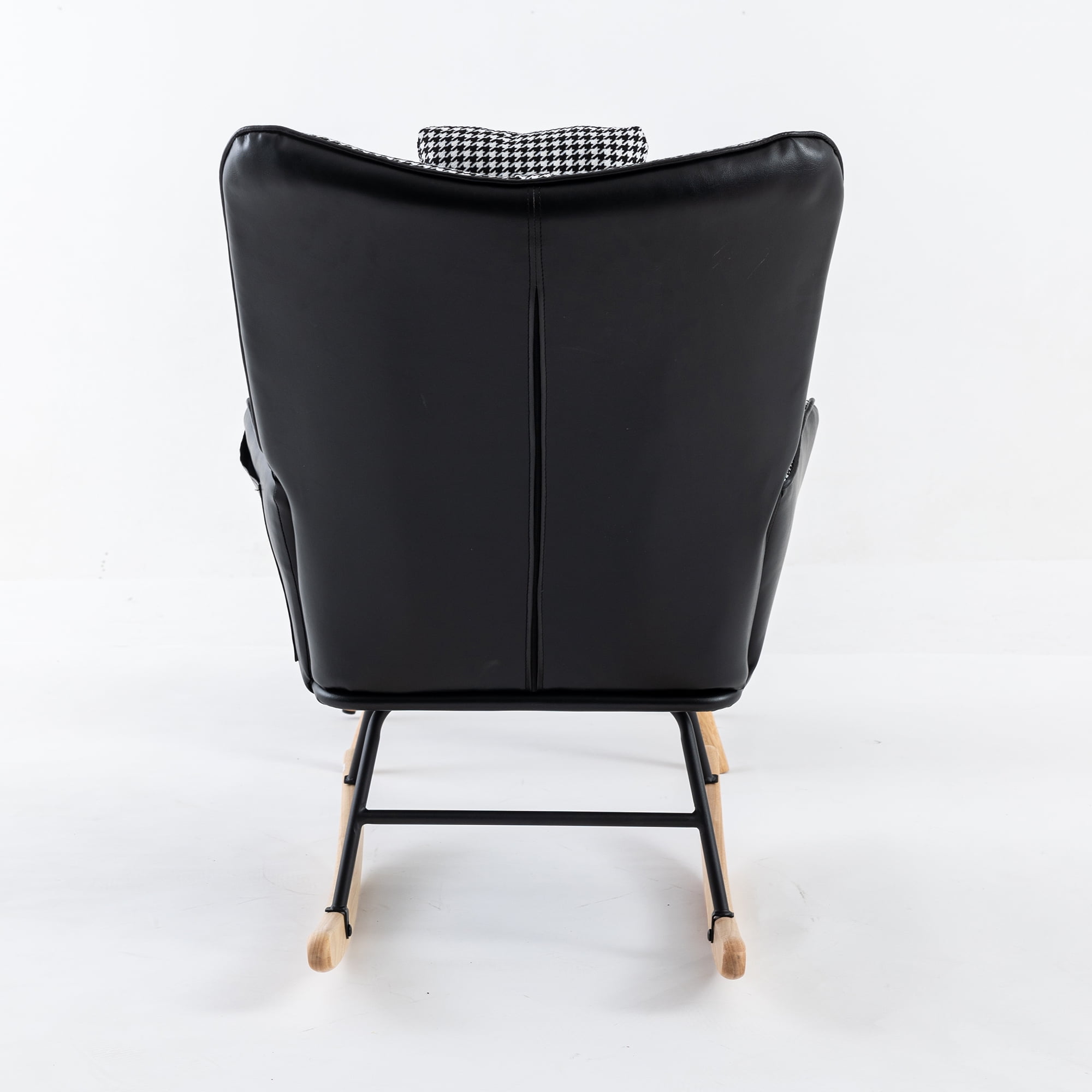 Kadyn 35.5" Rocking Chair Nursery, Single Sofa Chairs with Safe Solid Wood Base and Side Pockets for Bedroom, Black White Kadyn 35.5" Rocking Chair Nursery, Single Sofa Chairs with Safe Solid Wood Base and Side Pockets for Bedroom, Black White