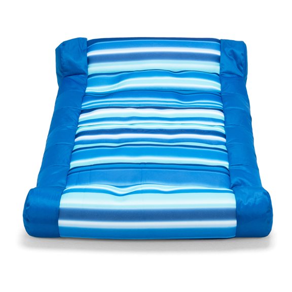 Big Joe Kona Hammock No Inflation Needed Pool Lounger with Headrest, Blurred Blue Double Sided Mesh, Quick Draining Fabric, 4 feet Big