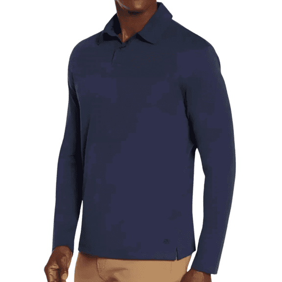 Banana Republic Men's Long Sleeve Luxe Touch Polo, Blue, Small