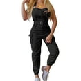 thumbnail image 3 of Clearance!MSJUHEG Womens Romper Rompers for Women Design Color Jumpsuit Pocket Pants Solid Women's Strap Fashion Back Women's Dress Casual Dresses for Women Denim Dress Black L, 3 of 9
