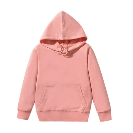 

Kids Child Toddler Baby Boys Girls Solid Long Sleeve Patchwork Hooded Sweatshirt Pullover Tops Blouse Outfits Clothes Pink 120