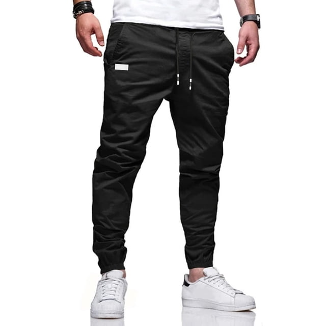 Pantalones de chándal Bilitry BIBONG para hombre, estilo chino cargo, negro, algodón, XXL
