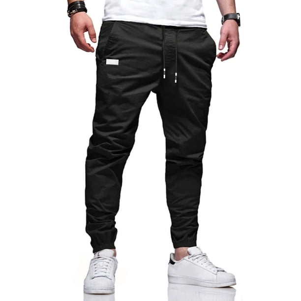 Pantalones de chándal Bilitry BIBONG para hombre, estilo chino cargo, negro, algodón, XXL