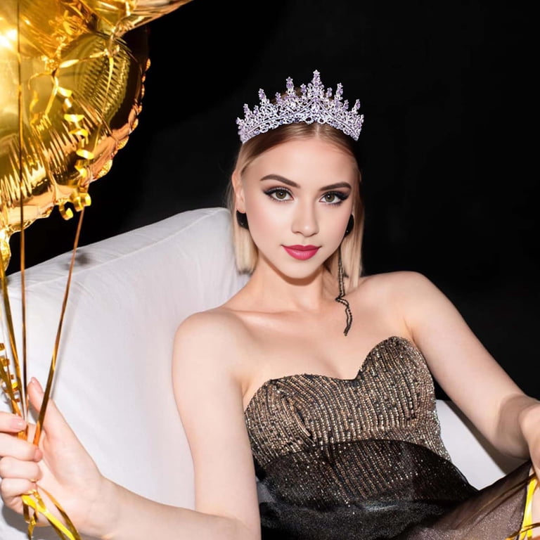 Crown for Wedding Bride Birthday Princess AOWOO Princess Crystal Tiara for Women Elegant Crown with  main image 3