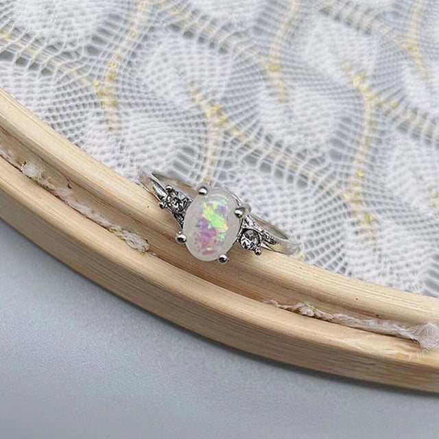 Female Silver Ring Portable Zircon Rhinestone Rings Girlfriends Bridal Ornaments Jewellery Accessory Wedding Engagement Purple Size 10