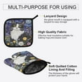 thumbnail image 3 of Yayeee Oven Mitts and Pot Holder Set of 2 Heat Resistant Kitchen Gloves Baking Hot Pad, Starry Cat Flower Pattern, 3 of 5