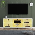thumbnail image 6 of Hommpa LED TV Stand for TVs up to 65" Modern TV Cabinet with Storage Glass Open Shelf Media Console TV Unit for Living Room Entertainment Center Furniture, 6 of 9
