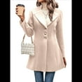 thumbnail image 2 of Abrigo de Invierno de Mezcla de Lana Color Camel para Mujer, Hasta la Rodilla, con Solapa y Muesca, Chaqueta de Abrigo con Botonadura Única Albaricoque M, 2 of 9