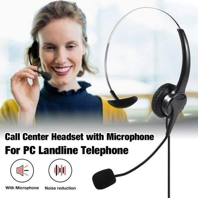 Call Center Headset Single-Sided USB Headset with Microphone Telephone Operator Headphone Noise Canceling Computer Headphone Headset with 330 Degree Boom for PC Landline Telephone