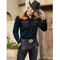 thumbnail image 2 of COOFANDY Men's Western Cowboy Shirt Embroidered Long Sleeve Slim Fit Casual Button Down Hippie Shirts with Pockets, 2 of 6